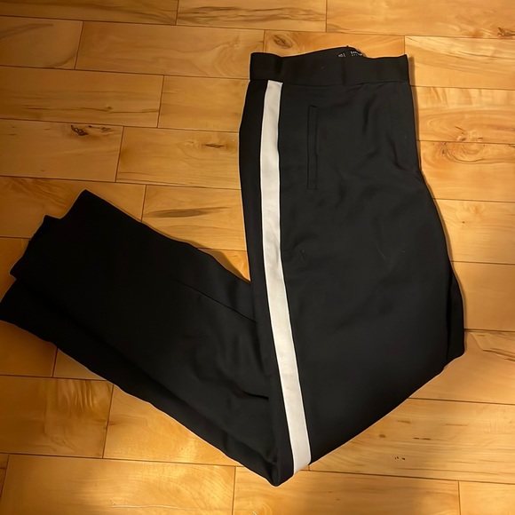 Zara black pants with white stripe. Size small - Picture 1 of 3